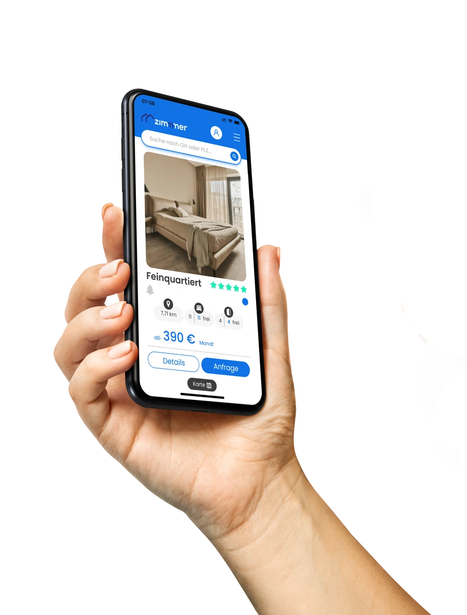 Monteurzimmer am Handy in der kostenlosen zimmmer App